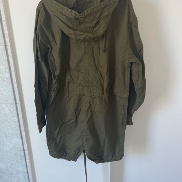 BP Green Cotton Hooded Drawstring Zipper Pocket Cargo Utility Jacket - Picture 2 of 4